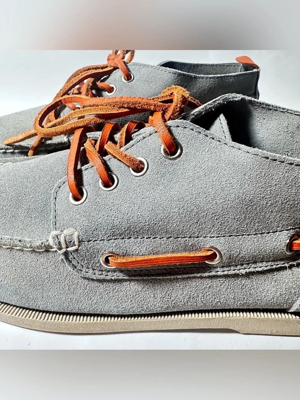 Lands End Canvas 1963 Boat Shoe Chukka Boot Mocs Grey Suede Mens 9 D UK 8 EU 42